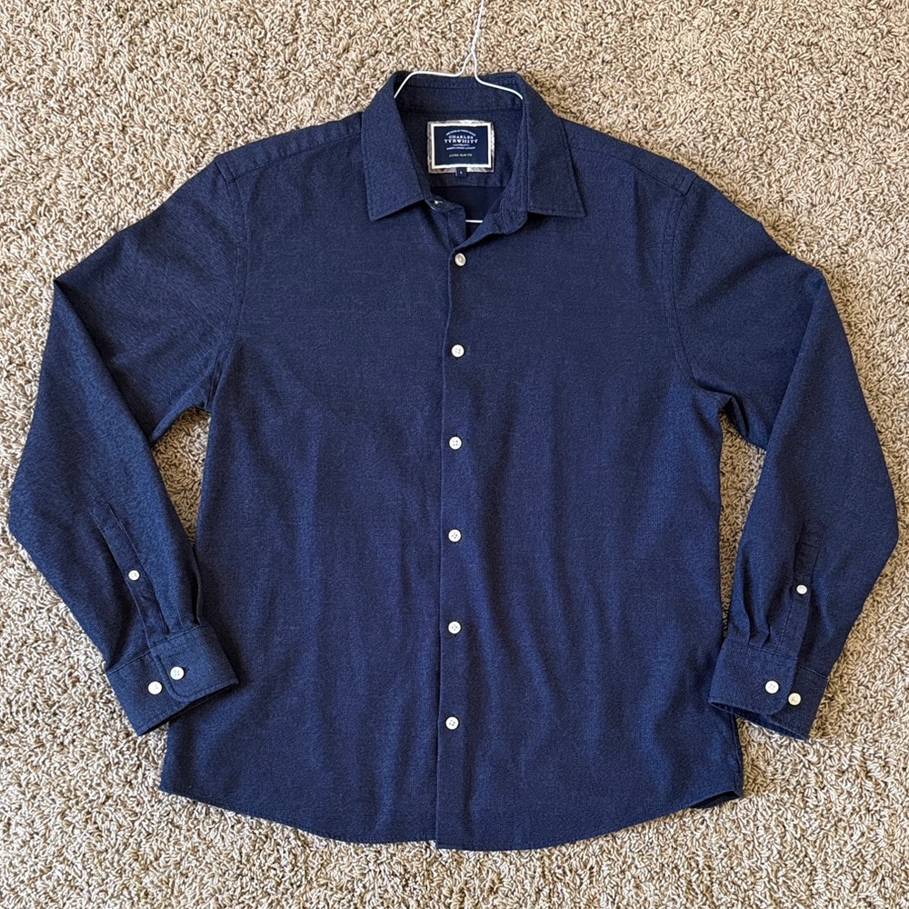 Charles Tyrwhitt Dark Blue Button Down Shirt - Extra Slim Fit